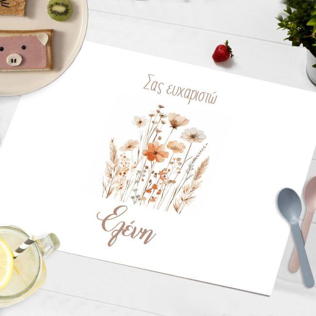 Placemat, Flowers bouquet, brown