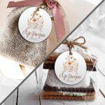 Labels thank you, Flowers bouquet, brown