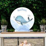 Wooden printed sign, Cute whale