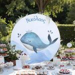 Wooden printed sign, Cute whale