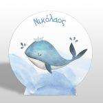 Wooden printed sign, Cute whale