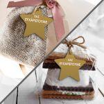 Labels thank you, Star shape, Golden