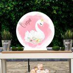 Wooden printed sign, Swan watercolor flowers