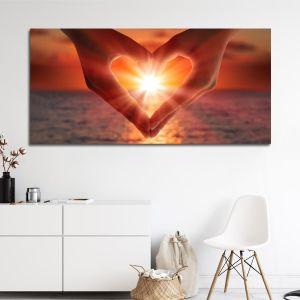 Canvas print City in blue and red, panoramic