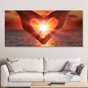 Canvas print Sunset in heart heads panoramic Framed canvas View 1 2