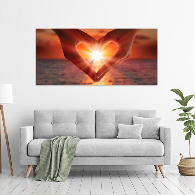 Canvas print City in blue and red, panoramic