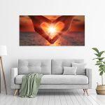 Canvas print City in blue and red, panoramic