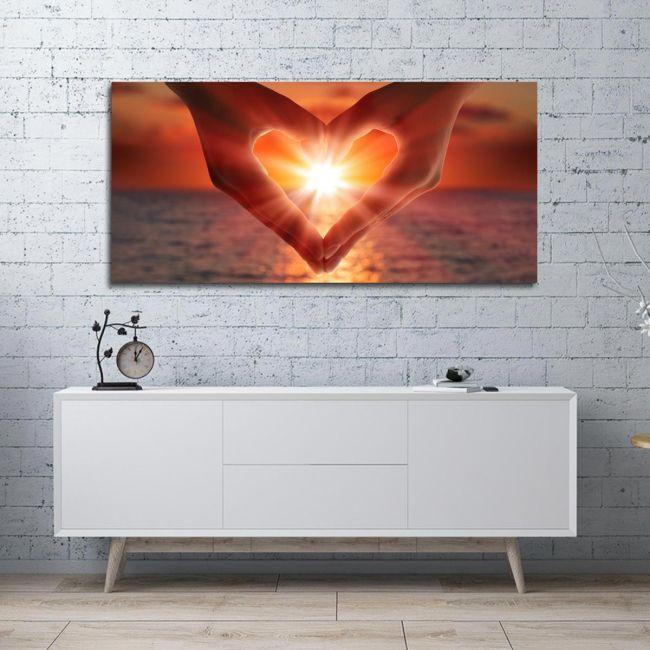 Canvas print City in blue and red, panoramic