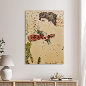 Canvas print Young man with red scarf reart, (original Fasianos)