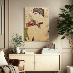 Canvas print Young man with red scarf reart (original Fasianos) Framed canvas View 1 2