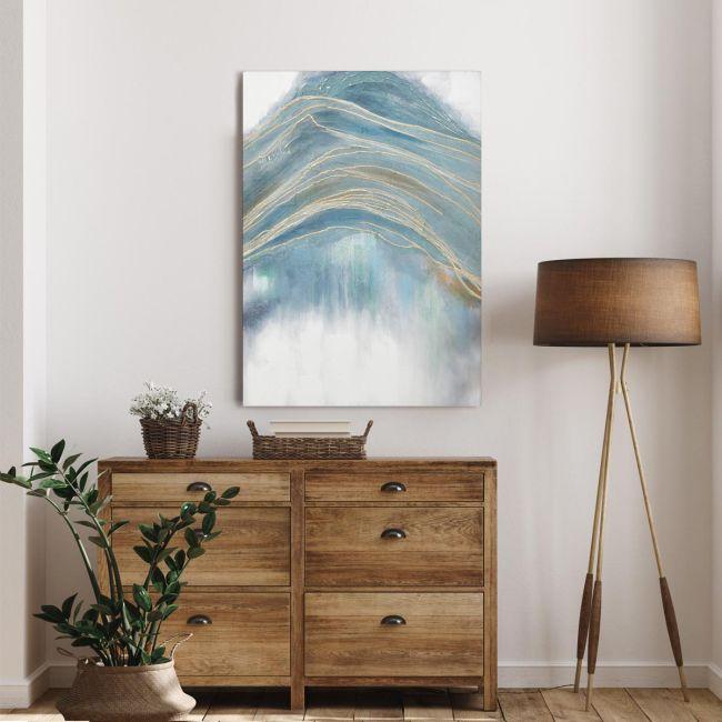 Canvas print Turquoise vs gold lines