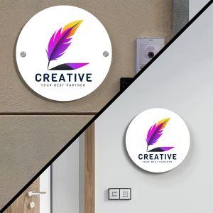 Entrance Sign, plexiglass color print, round