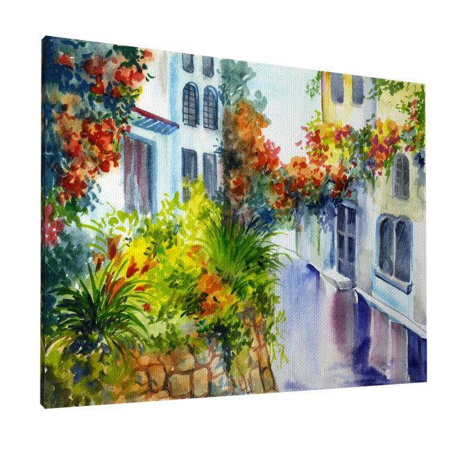 Πίνακας σε καμβά κήπος λουλούδια, Flowers near the house