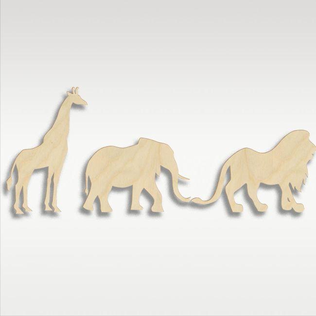 Natural Wood figures, Savannah animals set 1