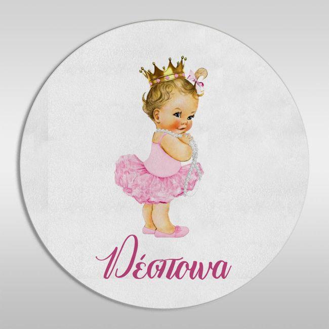 Wooden figure printed circular, Cute pink ballerina 2