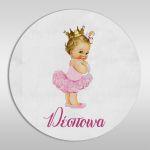 Wooden figure printed circular, Cute pink ballerina 2