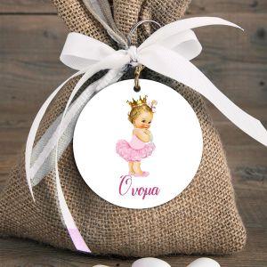 Wooden figure printed circular, Cute pink ballerina 2