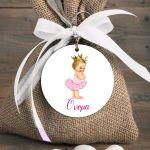 Wooden figure printed circular, Cute pink ballerina 2