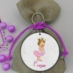 Wooden figure printed circular, Cute pink ballerina 2