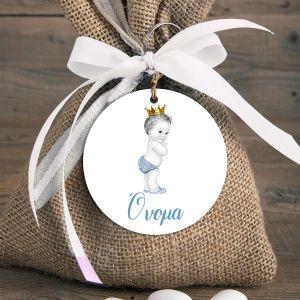 Wooden figure Elephant pink with crown watercolor