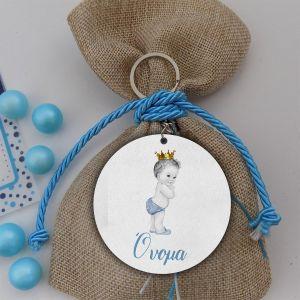 Wooden figure Elephant pink with crown watercolor 2