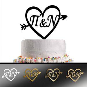 Cake topper Initials in Heart with arrow