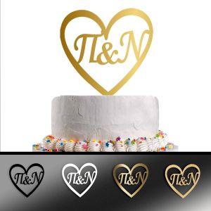 Cake topper Initials in Heart