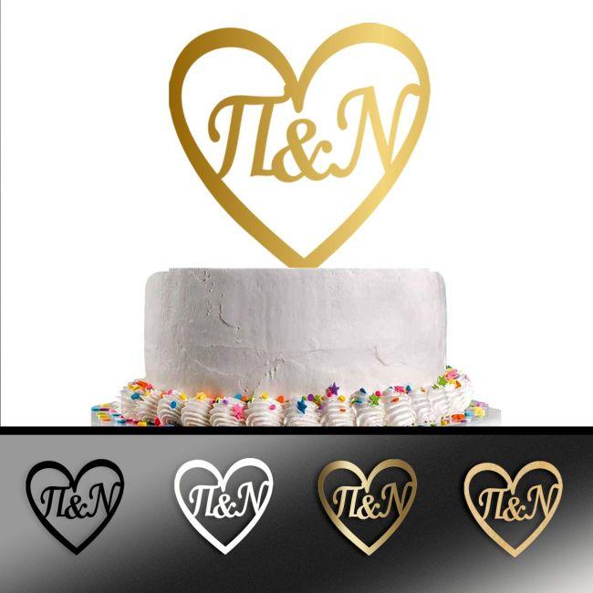 Cake topper Initials in Heart