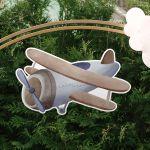 Wooden figure printed, watercolor Airplane