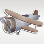 Wooden figure printed, watercolor Airplane