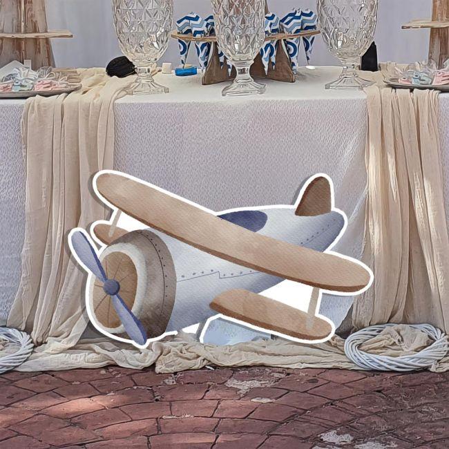 Wooden figure printed, watercolor Airplane