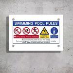 Plexiglass acrylic sign, pool rules 2