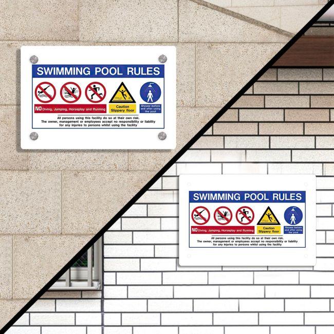 Plexiglass acrylic sign, pool rules 2