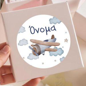 Sticker label, Biplane vintage 2