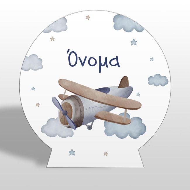 Wooden printed sign, Biplane vintage