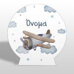 Wooden printed sign, Biplane vintage