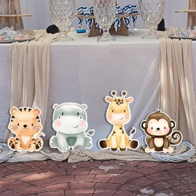 Ξύλινες φιγούρες εκτυπωμένες σετ art 2, ζωάκια σαβάνας καθιστά