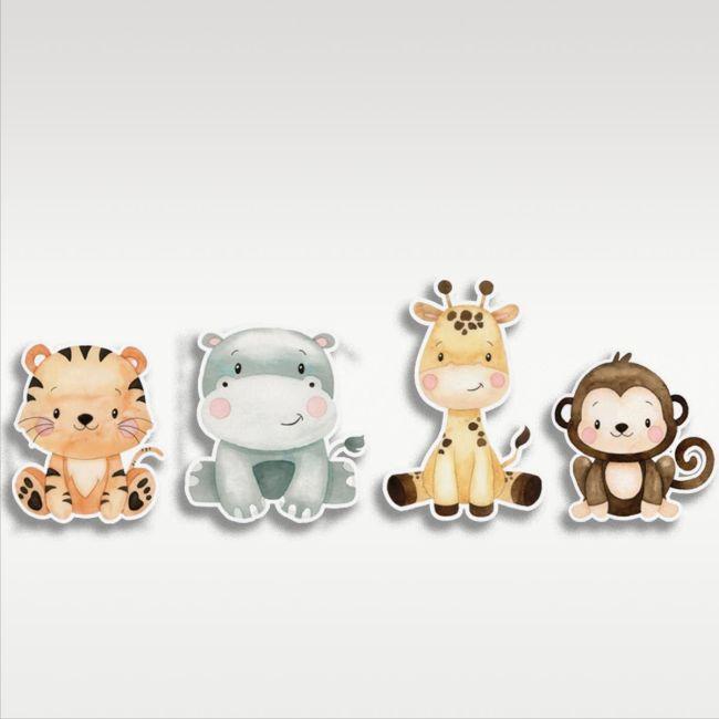Wooden figures printed cute savanna sitting animals