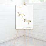 Canvas print Wedding welcome, minimal 3 gold