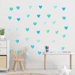 Kids wall stickers colorful hearts watercolor