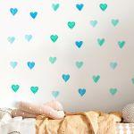 Kids wall stickers colorful hearts watercolor