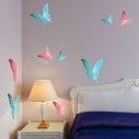 Αυτοκόλλητο τοίχου Πεταλούδες ροζ & γαλάζιες, σετ