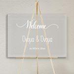 Plexiglass sign Wedding Welcome transparent horizontal