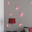 Πεταλούδες 3D ροζ σετ,αυτοκόλλητο τοίχου