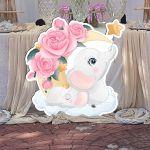 Wooden figure Cute little elephant mother and baby sitting in the moon