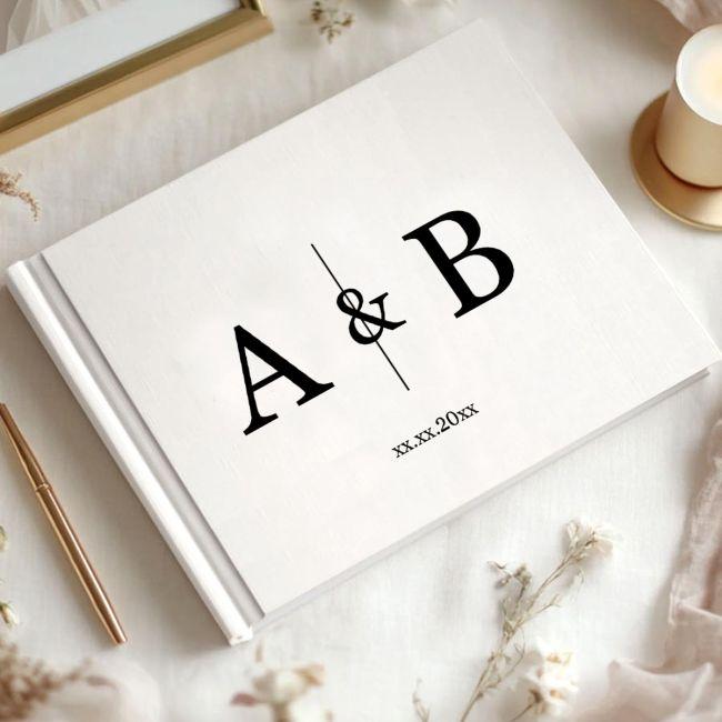 Wedding wishes book, Minimal initials 3