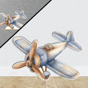 Wooden figure printed, watercolor Airplane 2