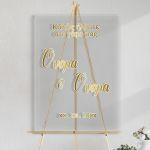 Sticky gold letters white stroke forwedding welcome mirror