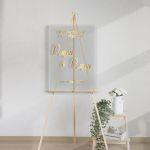Sticky gold letters white stroke forwedding welcome mirror