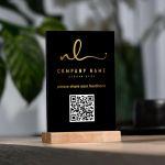 Sign plexiglass Black, Gold UV logo, QR code, Share your Feedbackgoogle